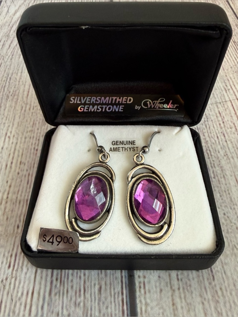 WHEELER Genuine Amethyst Earrings in Box